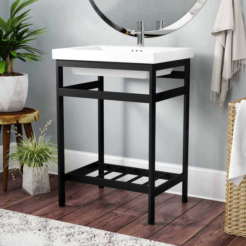 Ivy Bronx Arverne Stainless Steel Open Console 24" Single Bathroom